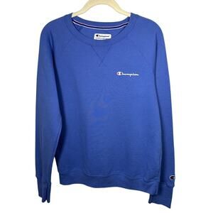 Champion Blue Cotton Long Sleeve Logo Crewneck Sweatshirt Women's Medium